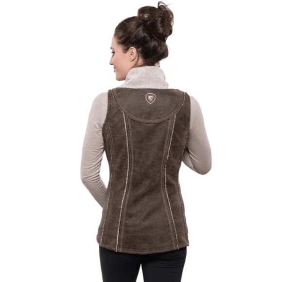 NWT Kuhl Women's LARGE Dani Sherpa Vest Brown MSRP$219 New - Picture 6 of 17
